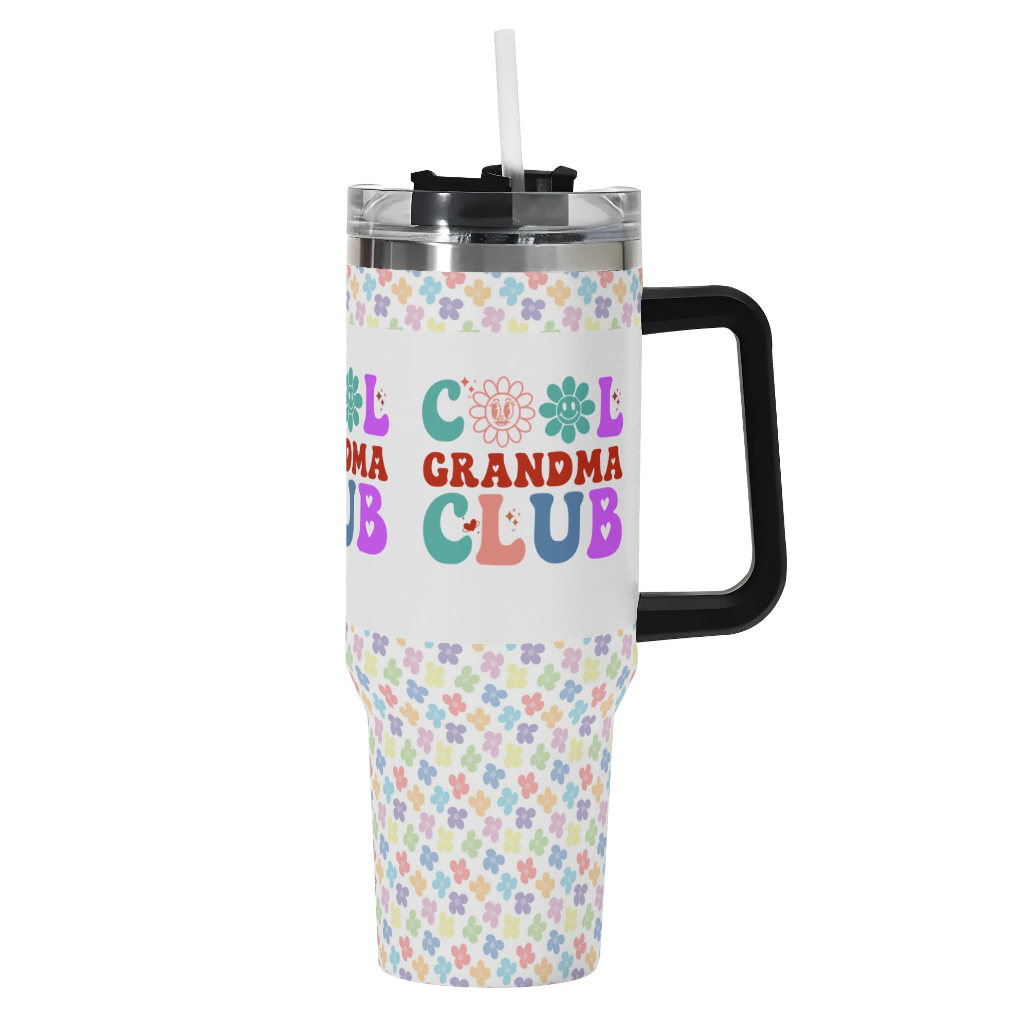 Cool Grandma Club - Personalized 40oz Tumbler with Black Handle Straw