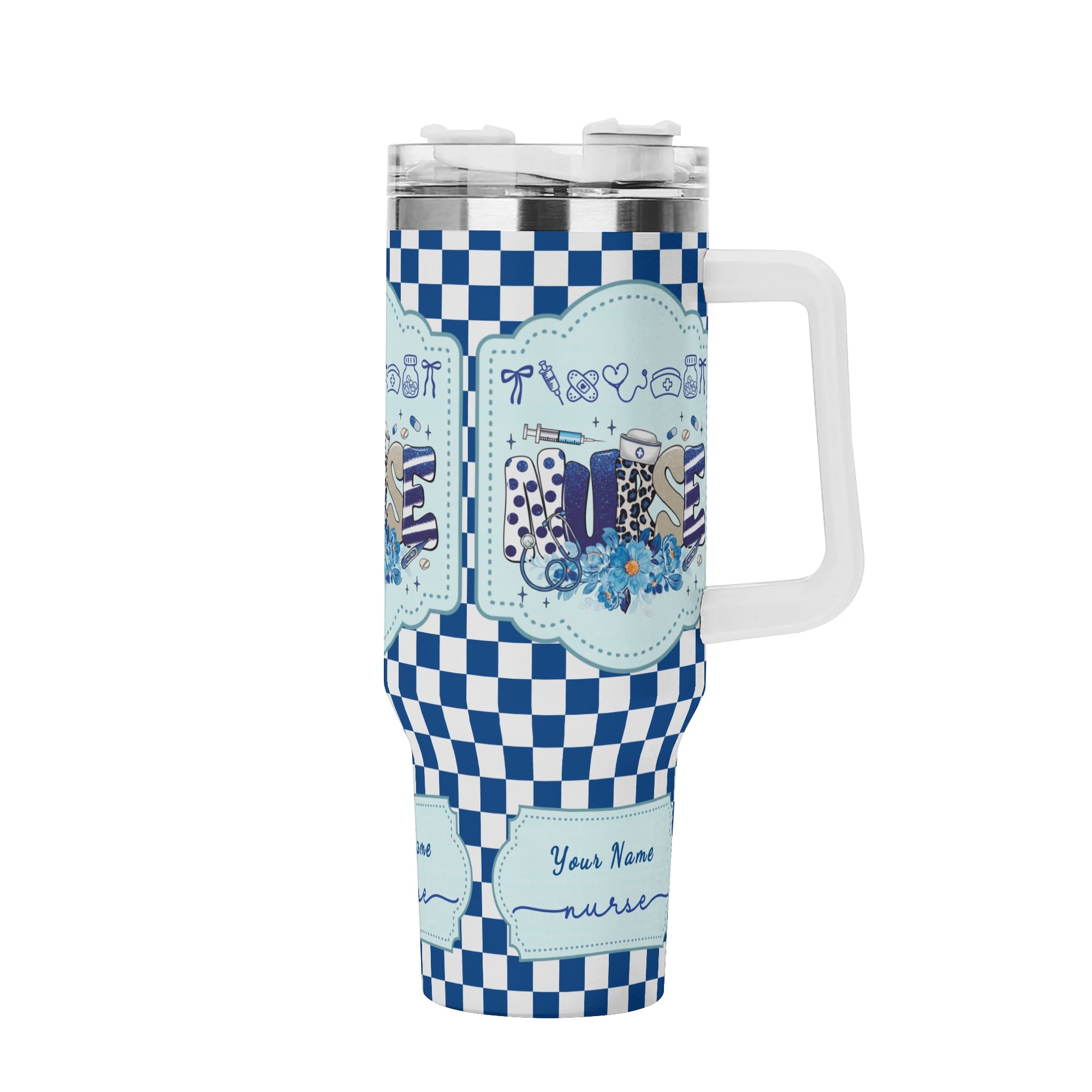 Nurse - Personalized 40oz Tumbler with Handle Straw
