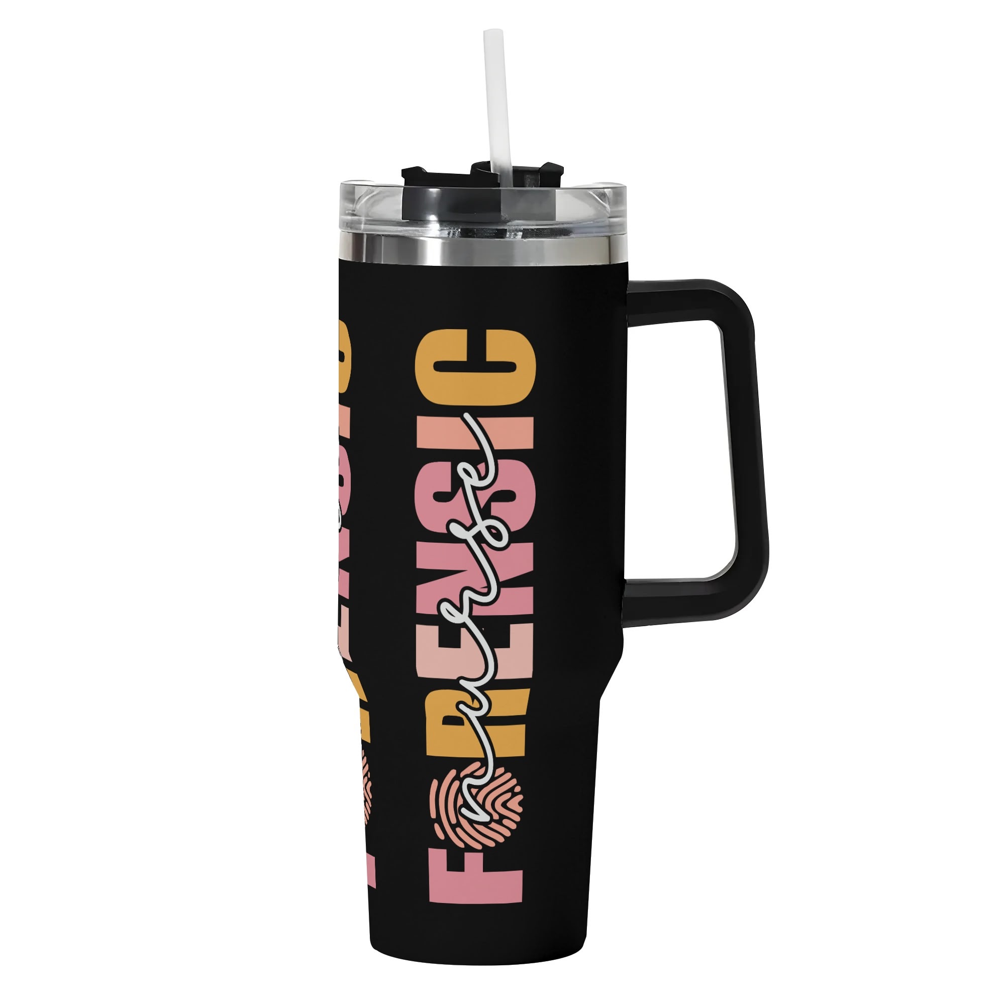 Black Forensic Nurse - 40oz Tumbler with Handle Straw
