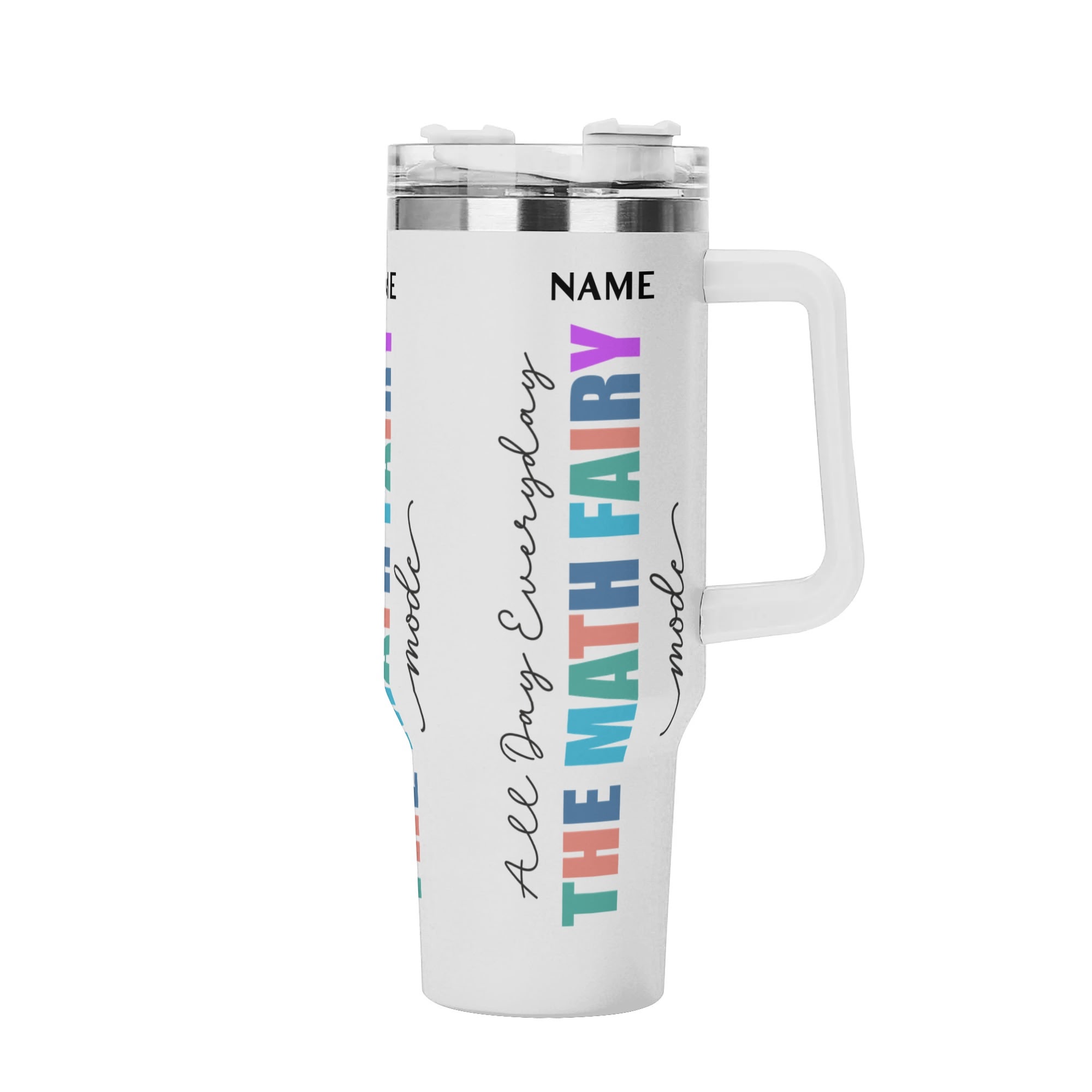 Personalized The Math Fairy Teacher Personalized 40oz Tumbler with White Handle Straw