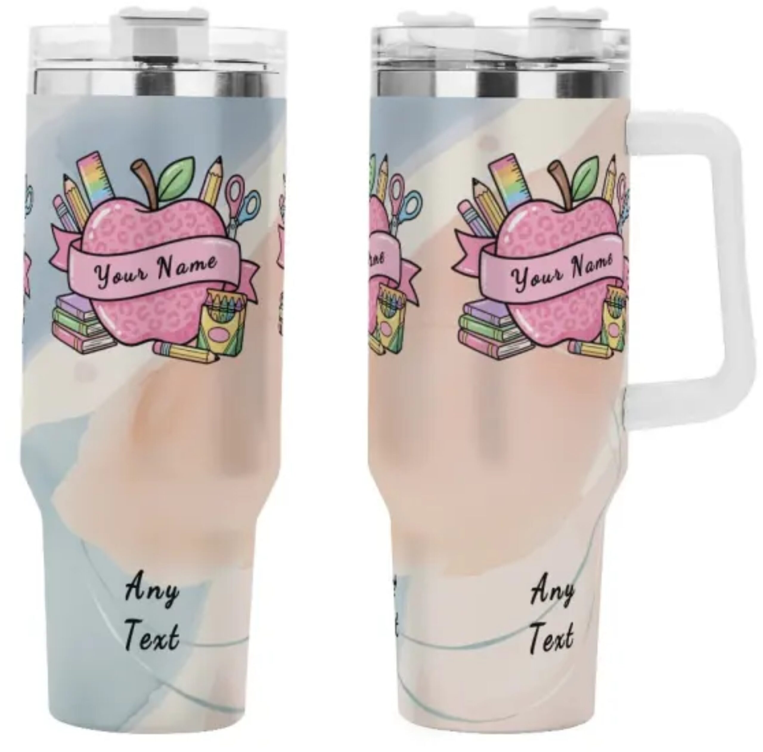 Personalized Art Teacher - 40oz Tumbler with White Handle Straw